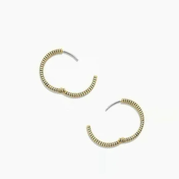 Gorjana Hoop Earrings Catalina Enamel 18k Gold Plated Navy Striped - Picture 11 of 13